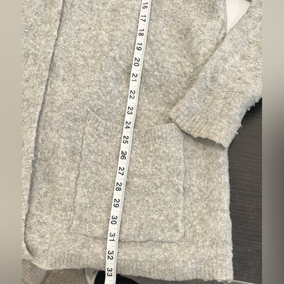 Free People Open Knit Wool Cardigan Sweater Pockets Light Gray Boho Women’s M - Picture 7 of 8